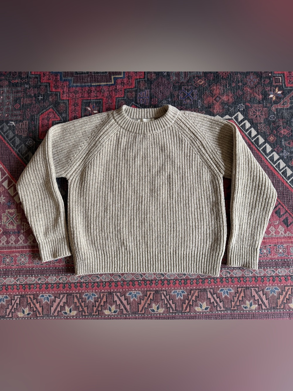 L'Envers Agnès Raglan Sweater, Beige, 100% Merino Wool — Discontinued Color